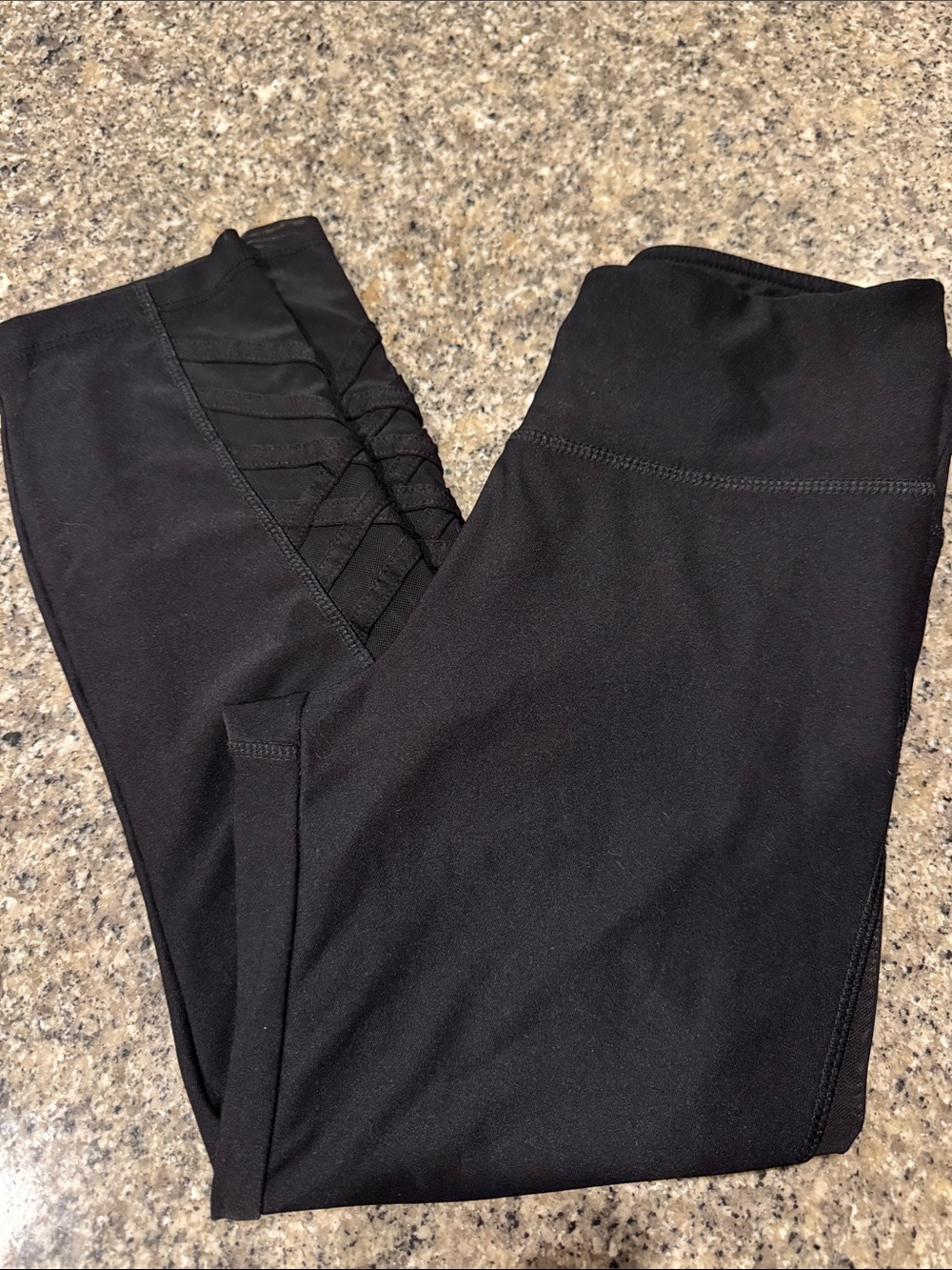 Black Workout crop Leggings with Side Mesh Detail